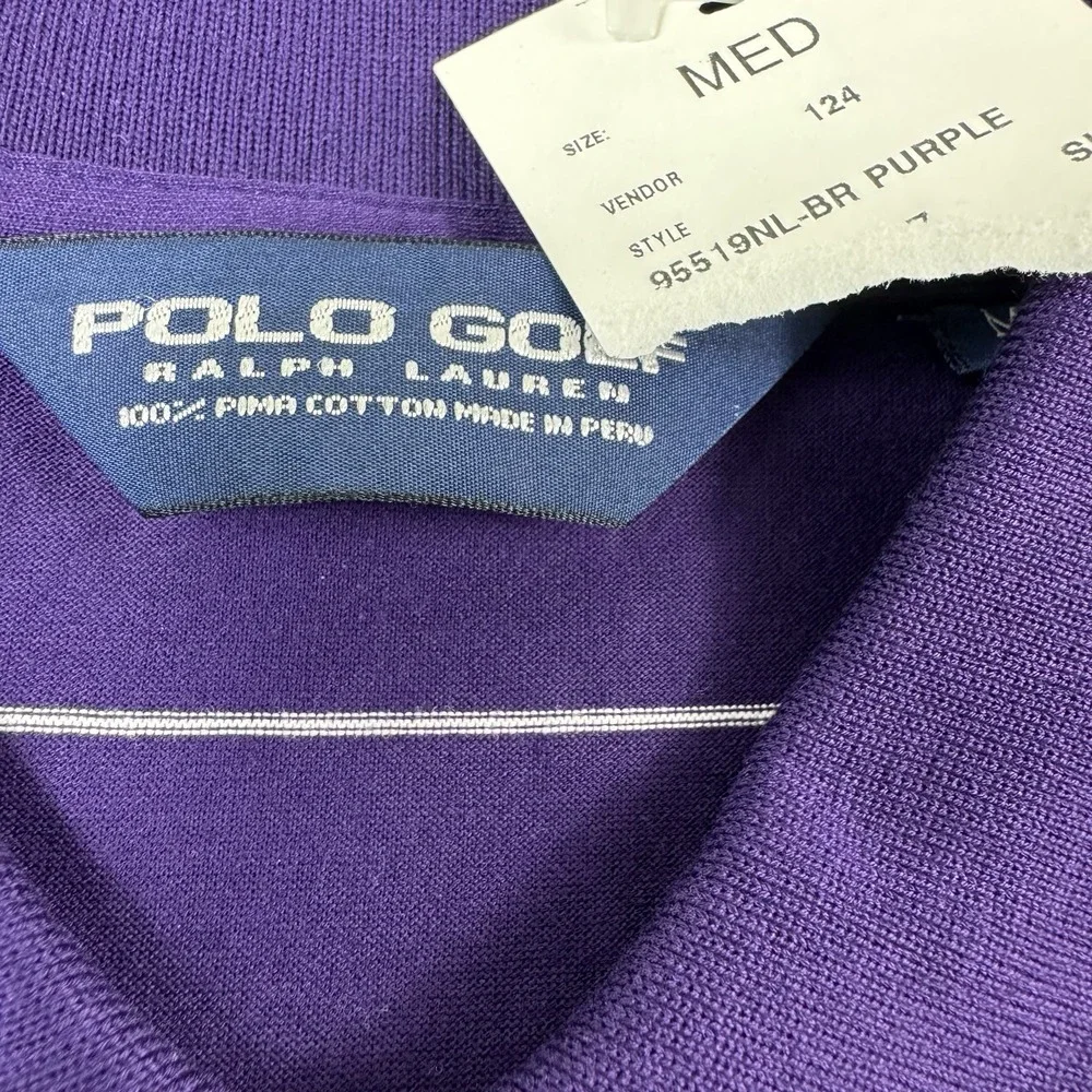Polo Ralph Lauren Golf VTG Purple Striped Cotton Pebble Beach Link Polo SZ M NWT